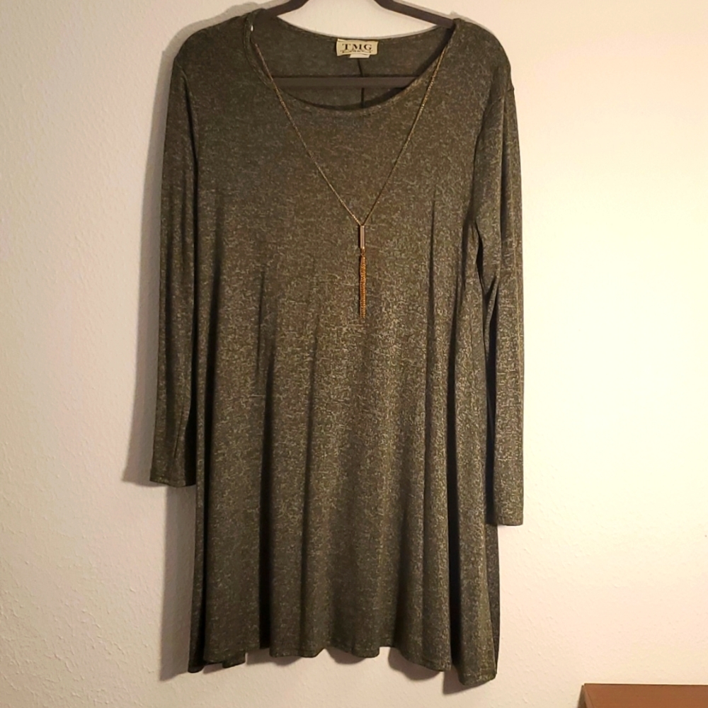 Olive green midi dress